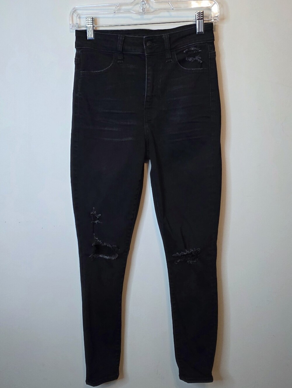 American Eagle Next Level Stretch High Waisted Jegging Jeans Distressed 4 Short
